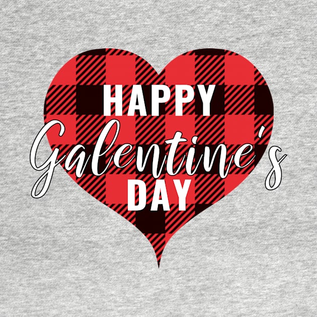 Happy Galentine's Day Sticker Shirt Gift in Buffalo Plaid by gillys